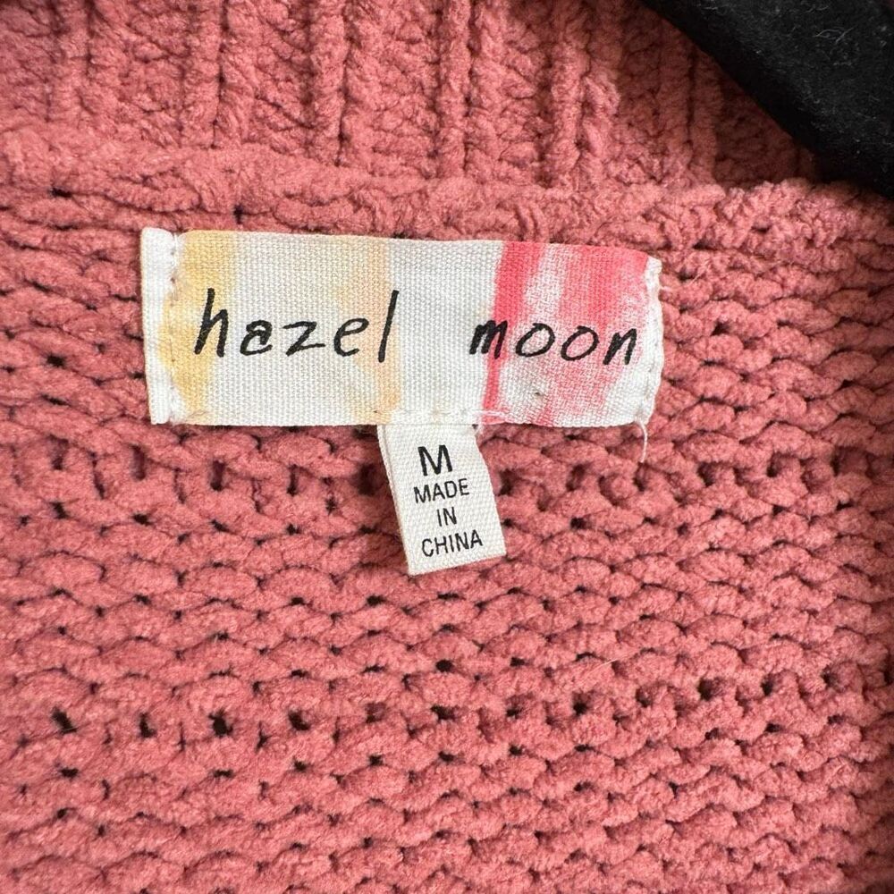 Hazel Moon Mauve Pink Chunky Knit Button Up Cardigan Sweater Medium - Picture 3 of 8